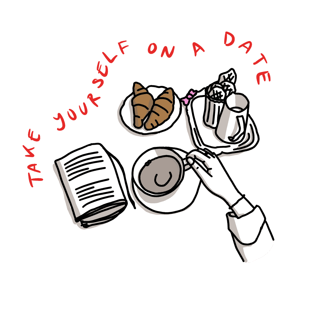 Take yourself on a date where to go by myself Illustration Dating Coffeedate